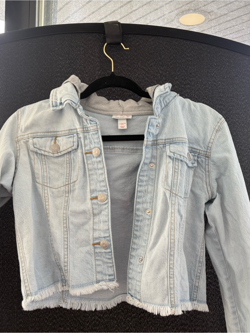 Cole Haan Light Blue Denim Jean Jacket with Hood